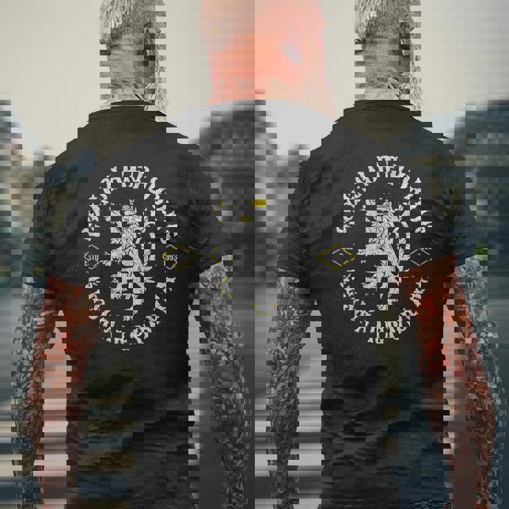 チェコ共和国 ライオン チェコ メンズTシャツ バックプリント 高齢者への贈り物