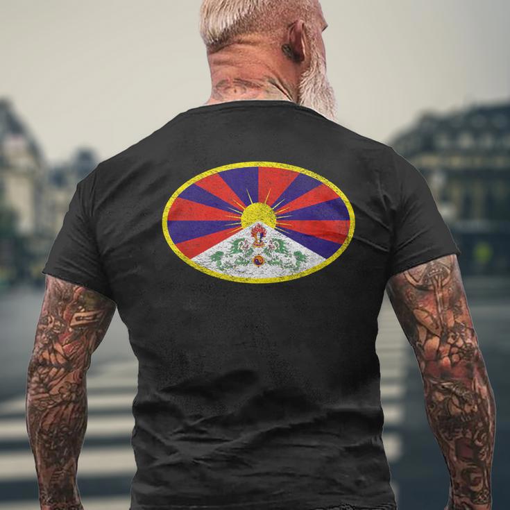 チベットの旗 楕円フリーチベット メンズTシャツ バックプリント 高齢者への贈り物