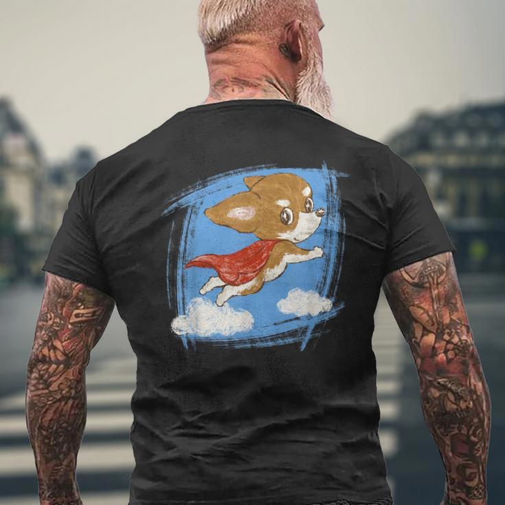 チワワ かわいい いぬ 子犬 ペット おもしろ 動物 スーパーヒーロー イラスト メンズTシャツ バックプリント 高齢者への贈り物