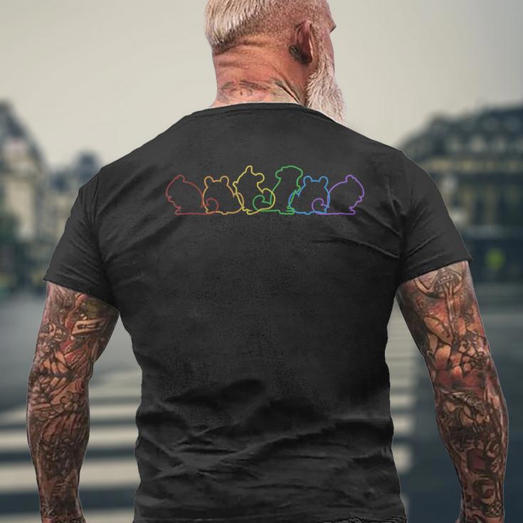 チンチラ Lgbt レインボー ロングテール チンチラ メンズTシャツ バックプリント 高齢者への贈り物