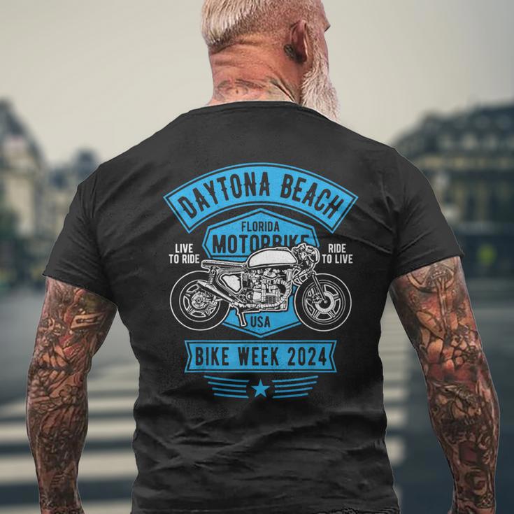 デイトナビーチバイクウィーク2024レトロバイクデザイン メンズTシャツ バックプリント 高齢者への贈り物