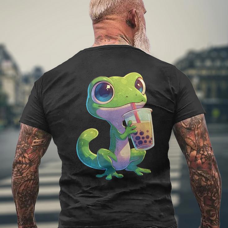 トカゲ かわいい 野生動物 ヤモリ かわいい 爬虫類 メンズTシャツ バックプリント 高齢者への贈り物