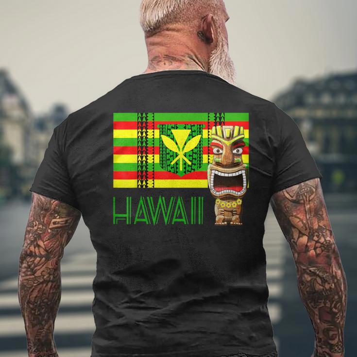 トライバル カナカ マオリ ポリネシア ティキ マスク トーテム メンズTシャツ バックプリント 高齢者への贈り物