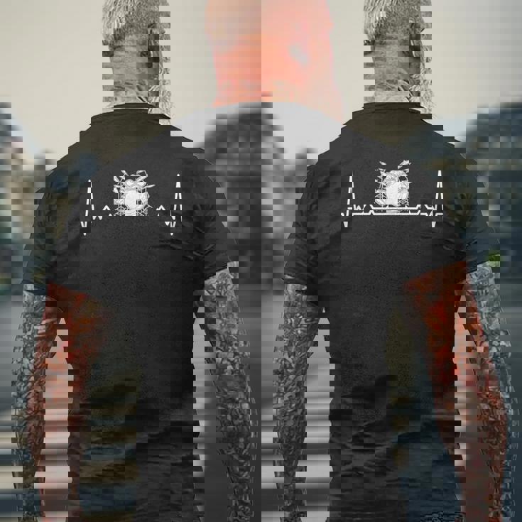 ドラムセット I ドラムセット ドラムスティック ドラムモチーフ メンズTシャツ バックプリント 高齢者への贈り物