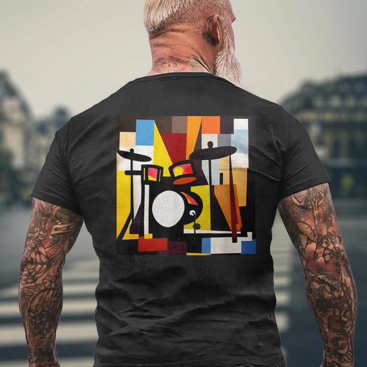 ドラムモチーフ カラフル シルエット 楽器 ドラマー メンズTシャツ バックプリント 高齢者への贈り物