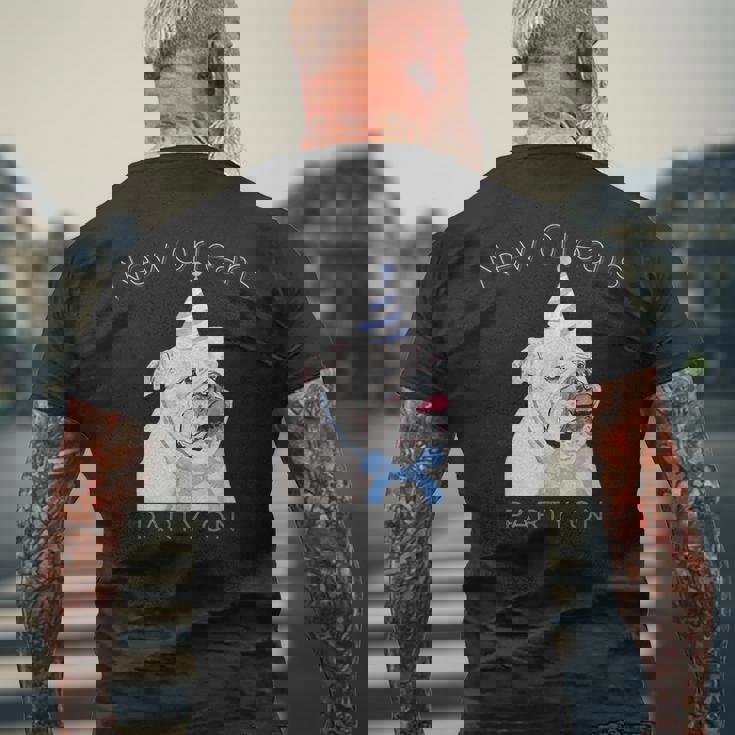 ニューオーリンズ 面白い犬の着用パーティーハット付き メンズTシャツ バックプリント 高齢者への贈り物