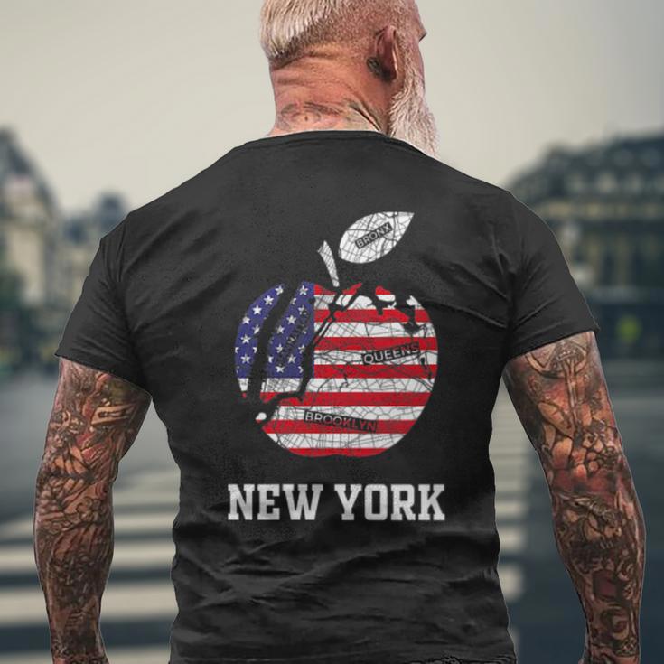ニューヨーク市 ビッグアップル グラフィック アメリカ国旗付き メンズTシャツ バックプリント 高齢者への贈り物