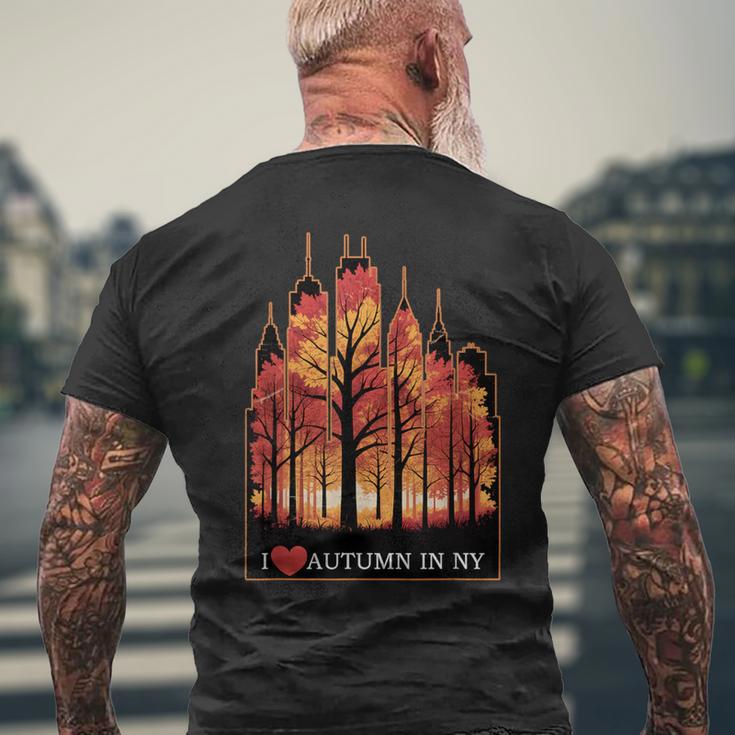 ニューヨーク市の秋が大好き メンズTシャツ バックプリント 高齢者への贈り物