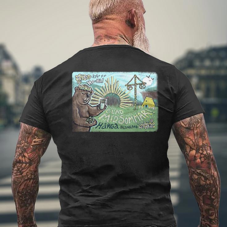 ハッピー・ミッドサマー・ベア メンズTシャツ バックプリント 高齢者への贈り物