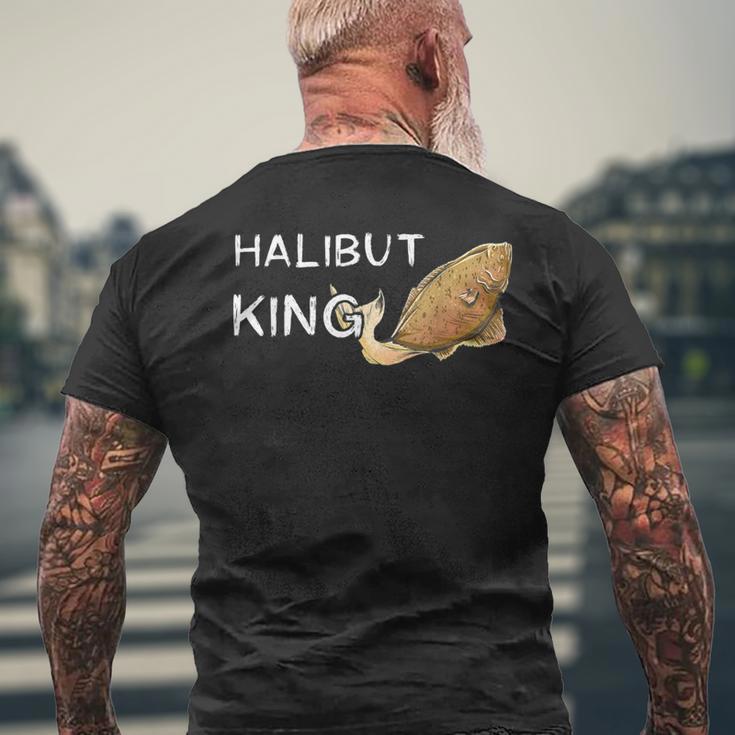 メンズ ハリバット 王様キャッチ おかしな釣り 漁師 ハリブット 魚 メンズTシャツ バックプリント 高齢者への贈り物