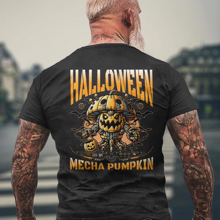 ハロウィンメカかぼちゃロボットsfホラー メンズTシャツ バックプリント 高齢者への贈り物
