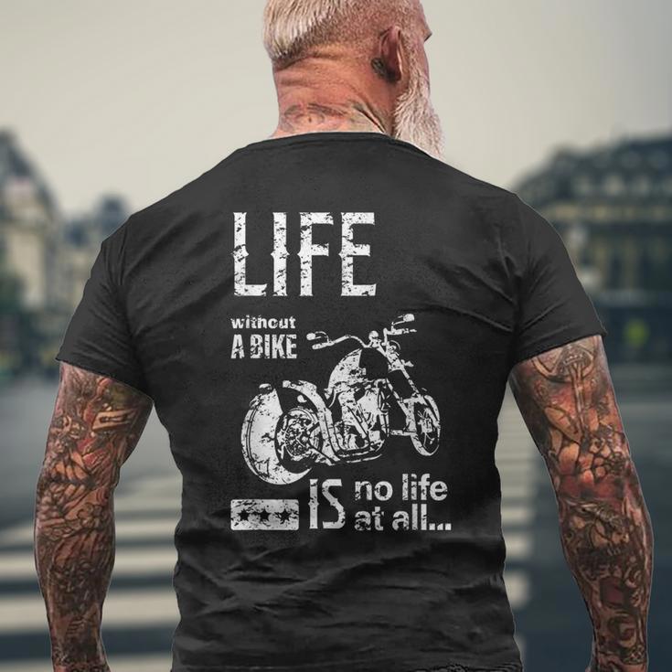 バイク オートバイ アメリカン クルーザー モーターサイクル おしゃれ ダメージ デザイン メンズTシャツ バックプリント 高齢者への贈り物