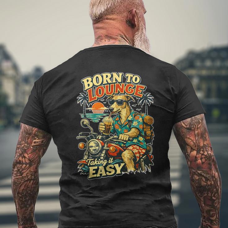 バイクでアイスコーヒーを飲むラーチャー面白いdigor メンズTシャツ バックプリント 高齢者への贈り物