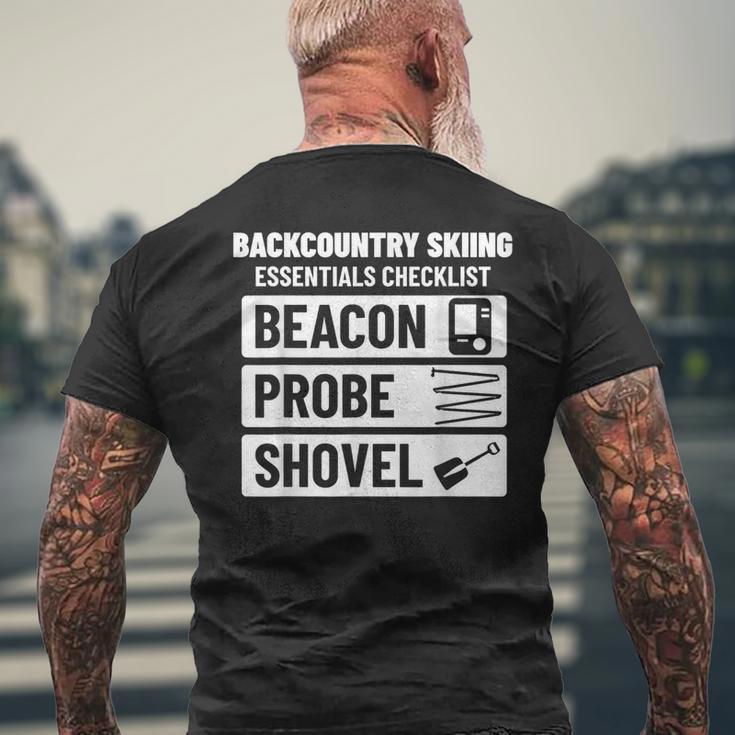 バックカントリースキー エッセンシャルチェックリスト ゲレンデ外スキーヤー用 メンズTシャツ バックプリント 高齢者への贈り物