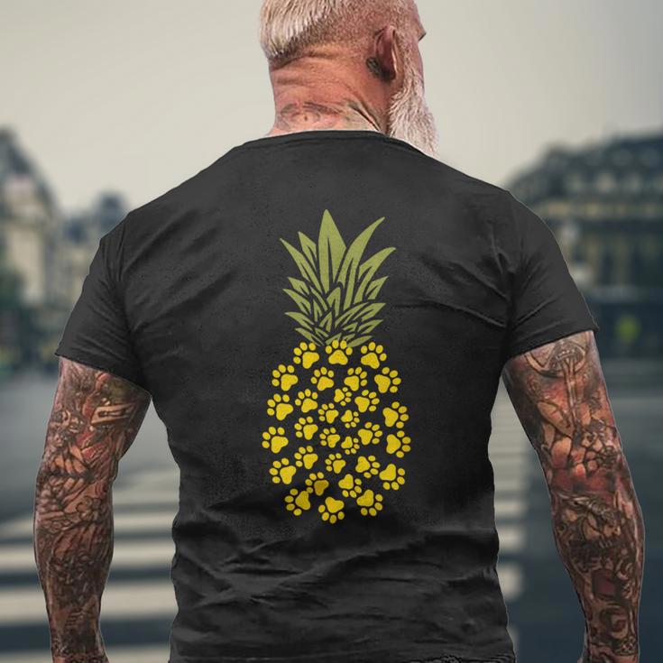 パイナップル猫の肉球プリント メンズTシャツ バックプリント 高齢者への贈り物