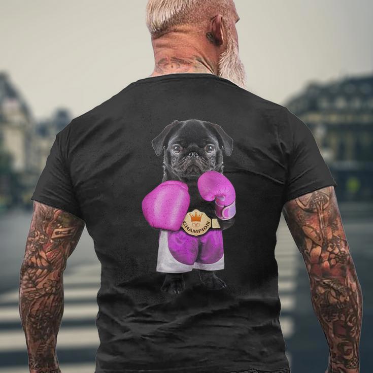 パグ犬ボクシング面白いフィットネスジムワークアウト メンズTシャツ バックプリント 高齢者への贈り物