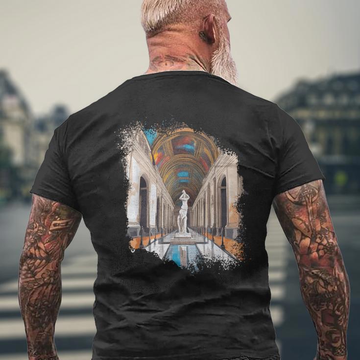 パリ アートワーク ルーヴル美術館 フランス観光 フランス メンズTシャツ バックプリント 高齢者への贈り物