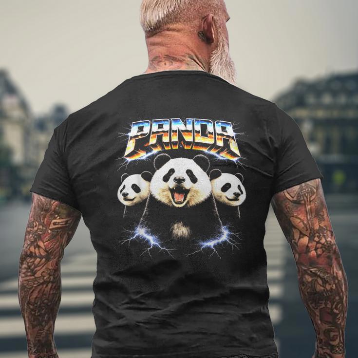 パンダ ヘヴィメタル 80年代 ロックミュージック メタルヘッド エレキギター メンズTシャツ バックプリント 高齢者への贈り物