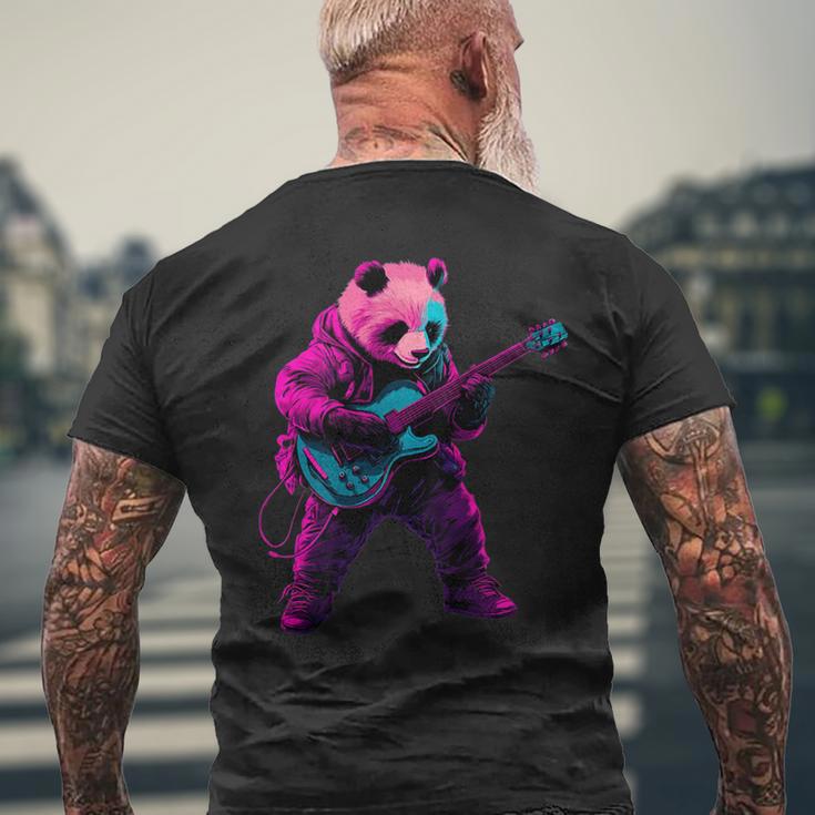 パンダプレイギター メンズTシャツ バックプリント 高齢者への贈り物