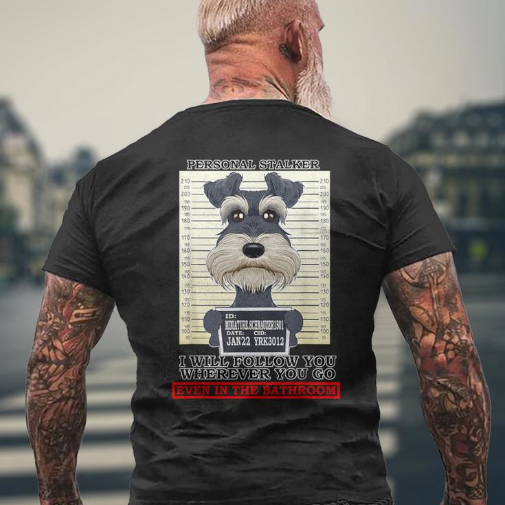 パーソナルストーカーミニチュアシュナウザー メンズTシャツ バックプリント 高齢者への贈り物