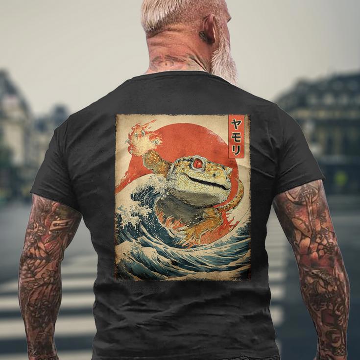 ヒョウ ヤモリ トカゲ 怪獣 怪獣 日本のビンテージポスター メンズTシャツ バックプリント 高齢者への贈り物