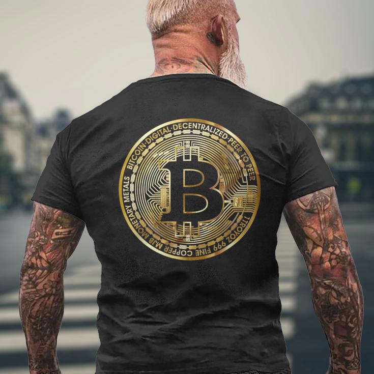 ビットコインbtcコイン暗号トレーダーBitcoinフューチャーフリーダムギフト メンズTシャツ バックプリント 高齢者への贈り物