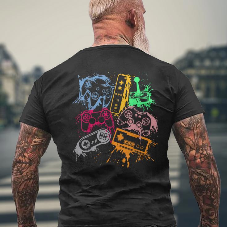 ビデオゲームコンソール コントローラー レトロ 80年代 90年代 アーケードゲーマー メンズTシャツ バックプリント 高齢者への贈り物