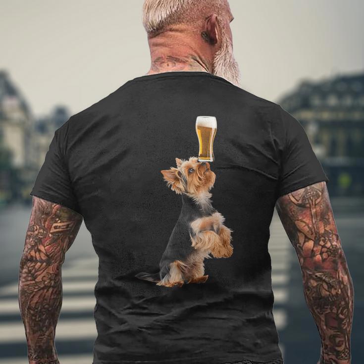 ビールヨークシャーテリア メンズTシャツ バックプリント 高齢者への贈り物
