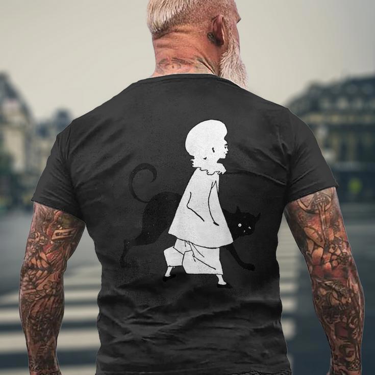 ピエロと猫、オーブリー・ビアズリー作のセント・ポールズ1893年 メンズTシャツ バックプリント 高齢者への贈り物