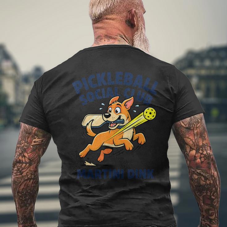 ピックルボール ソーシャル クラブ マティーニ ディンク 漫画 犬 メンズTシャツ バックプリント 高齢者への贈り物