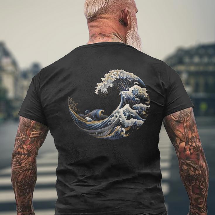 フィボナッチ数列カナガワウェーブ メンズTシャツ バックプリント 高齢者への贈り物