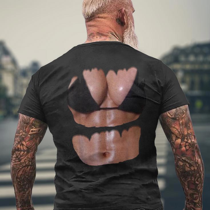 フェイク 腹筋 面白い ビキニ ボディ マッスル 6パック 3D メンズTシャツ バックプリント 高齢者への贈り物