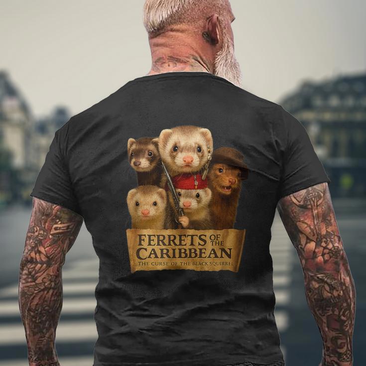 フェレット海賊アドベンチャークルー–面白い動物のパロディポスター メンズTシャツ バックプリント 高齢者への贈り物