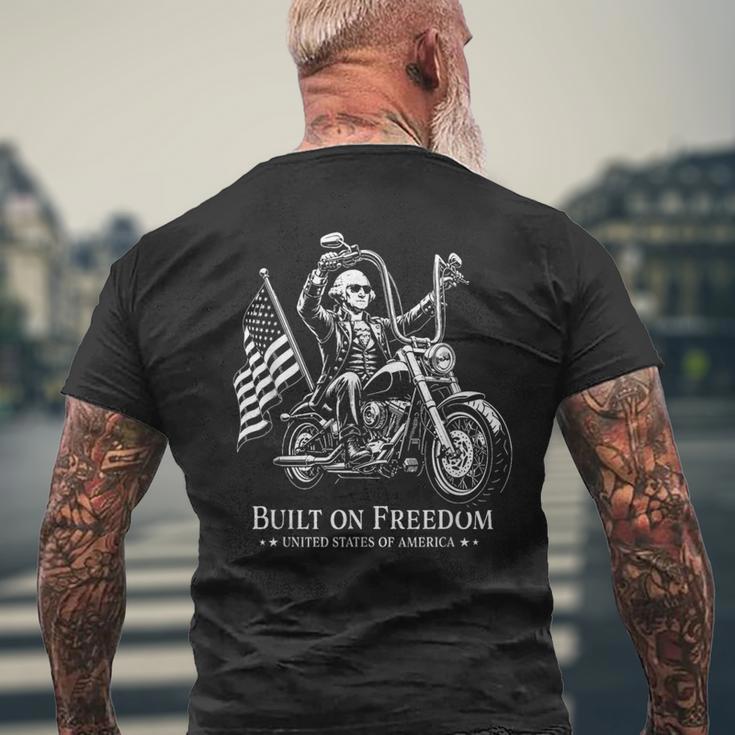フリーダムモーターサイクルアートに基づいたジョージ・ワシントン大統領 メンズTシャツ バックプリント 高齢者への贈り物