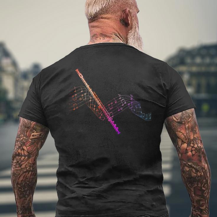 フルート用のフルート付きのカラフルな譜面。 メンズTシャツ バックプリント 高齢者への贈り物