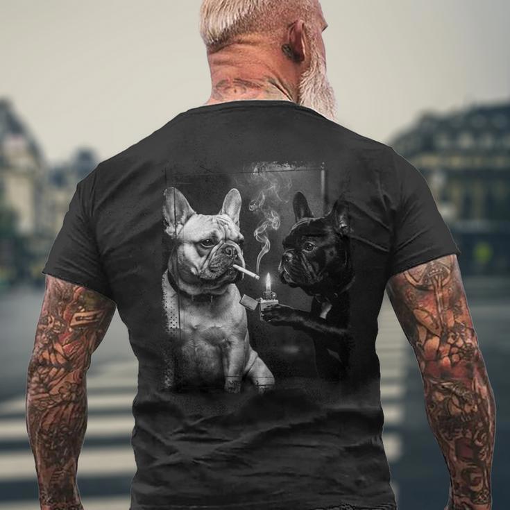 フレンチブルドッグ 喫煙犬 ライター モノクロアート 長袖tシャツ メンズTシャツ バックプリント 高齢者への贈り物