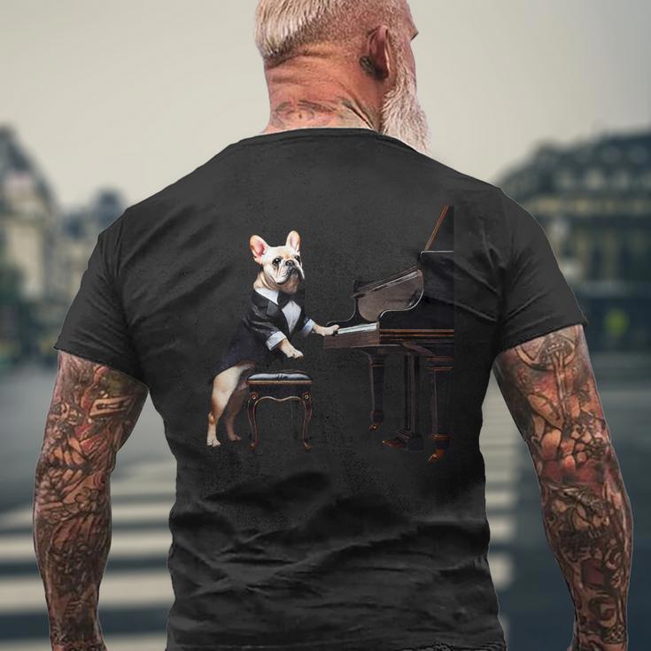 フレンチブルドッグ シャツ 音楽愛好家 ピアノ奏者 ピアニスト 犬 メンズTシャツ バックプリント 高齢者への贈り物