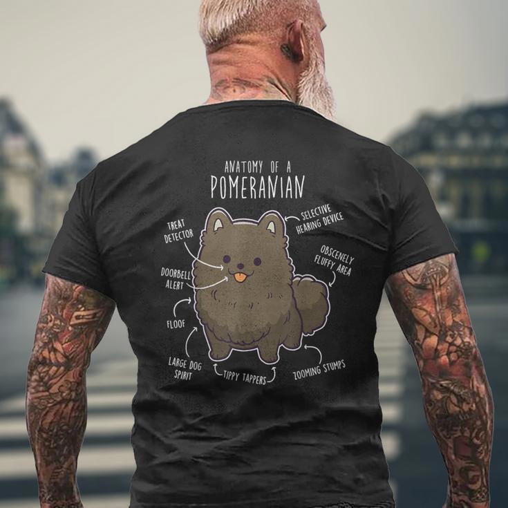ブラックポメラニアン解剖学、面白くてかわいいペットポンポン、犬のお父さん。 メンズTシャツ バックプリント 高齢者への贈り物