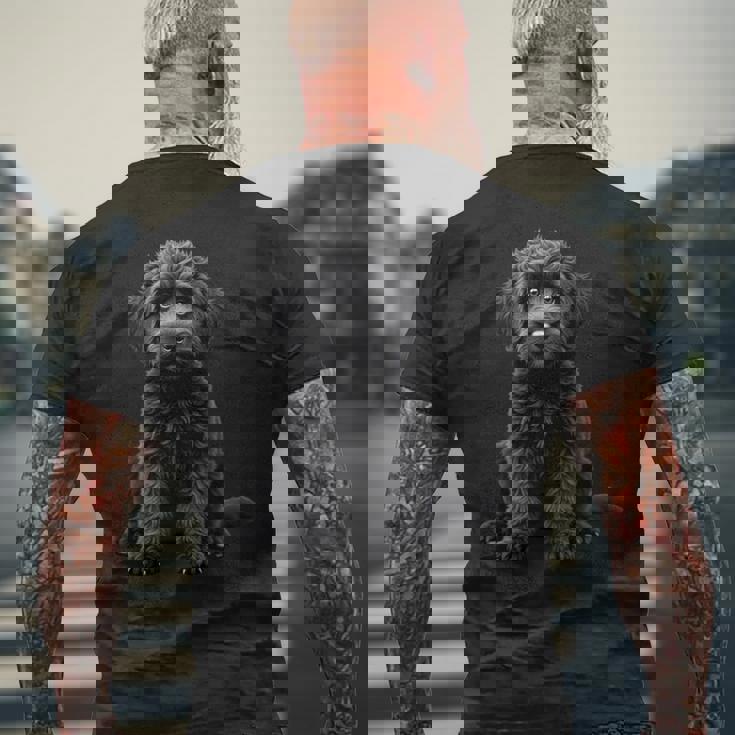 ブラックラブラドゥードル犬のアートデザイン。 長袖tシャツ メンズTシャツ バックプリント 高齢者への贈り物