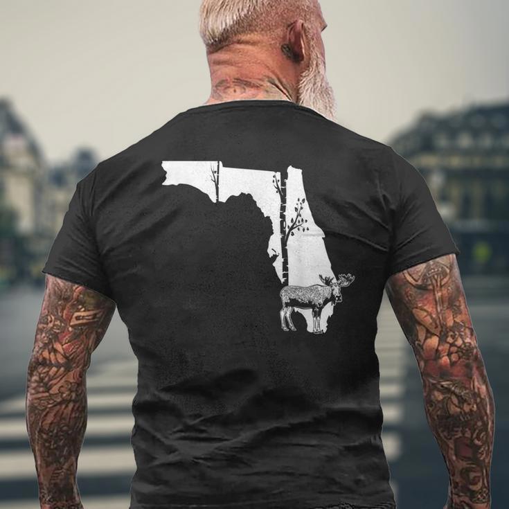 ヘラジカ狩り フロリダの地図 森のアート ハンター メンズTシャツ バックプリント 高齢者への贈り物