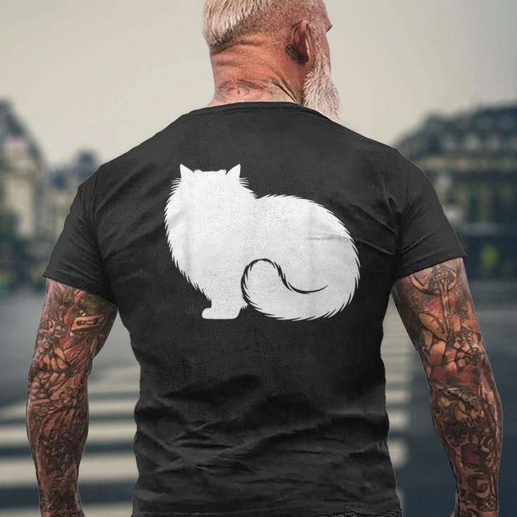 ペルシャ猫のふわふわした座り姿 Persian Cat Fluffyittingilhouette メンズTシャツ バックプリント 高齢者への贈り物