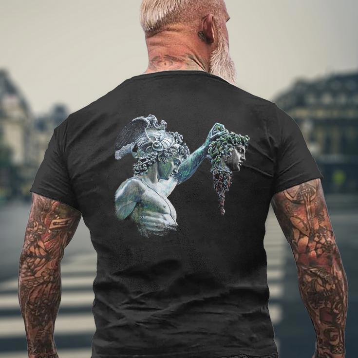 ペルセウスとメデューサ像 メンズTシャツ バックプリント 高齢者への贈り物