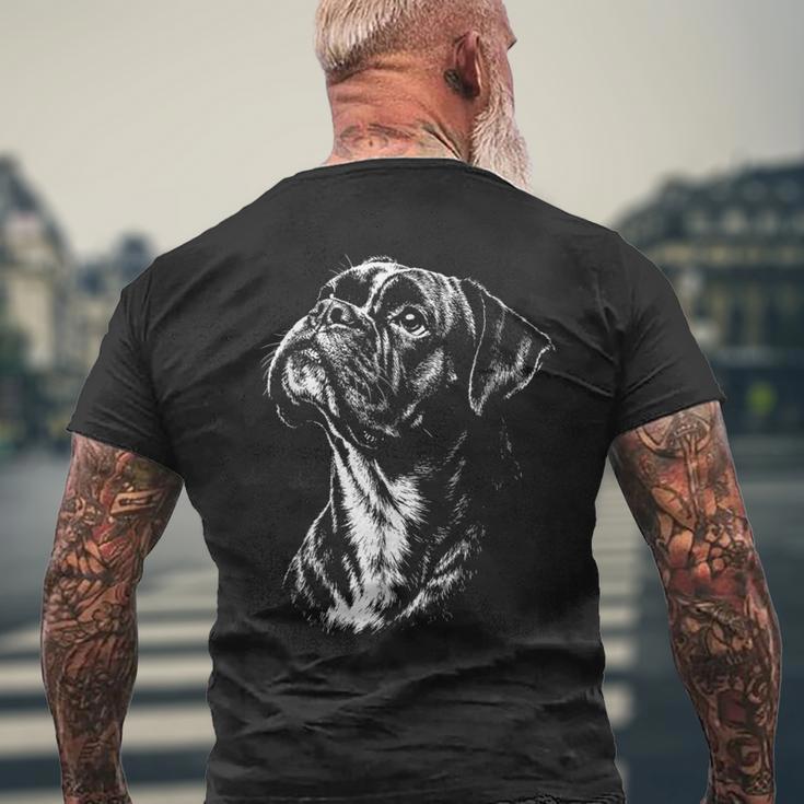 ボクサー 犬 ポートレート 白黒 メンズTシャツ バックプリント 高齢者への贈り物