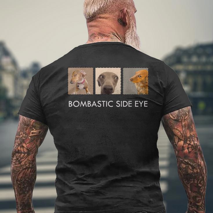 ボンバスティック・サイド・アイ・クリミナル・オフェンシブ・サイド・アイ・ドッグ・ミーム メンズTシャツ バックプリント 高齢者への贈り物