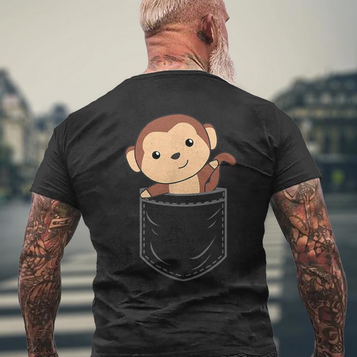 ポケットに入った猿 胸ポケットにかわいい猿 かわいい猿 メンズTシャツ バックプリント 高齢者への贈り物