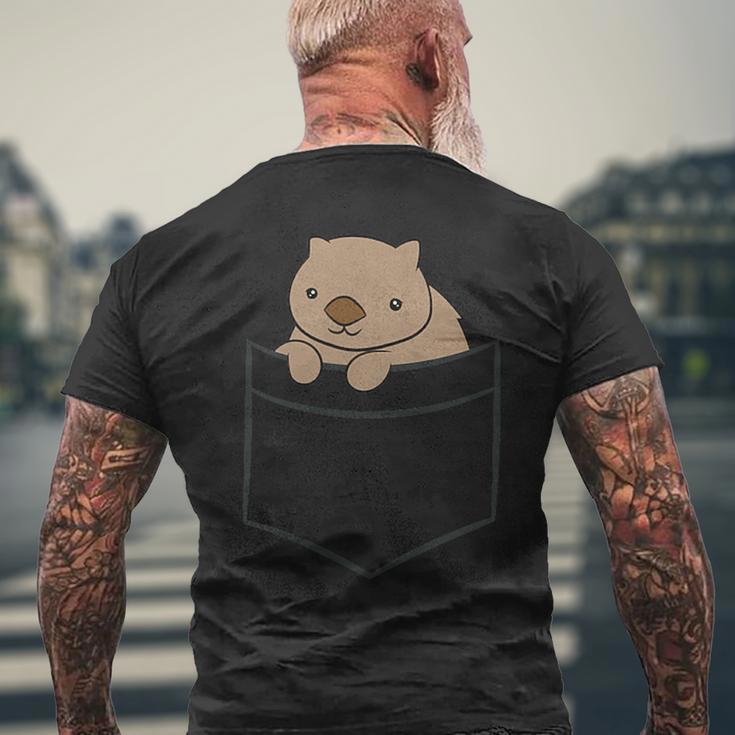 ポケットの赤ちゃんウォンバット かわいいオーストラリアのウォンバット メンズTシャツ バックプリント 高齢者への贈り物