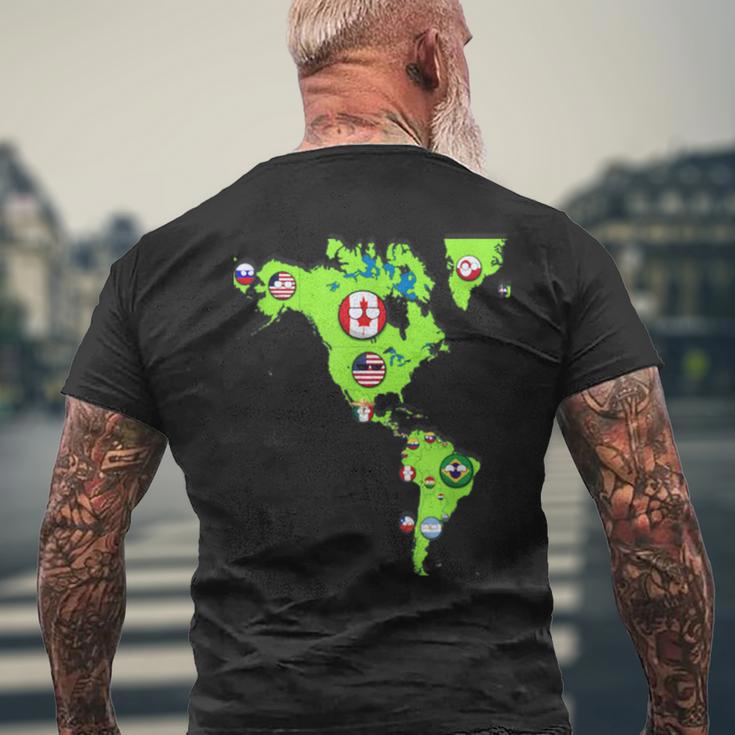 ポーランドボール北米と南米大陸 メンズTシャツ バックプリント 高齢者への贈り物