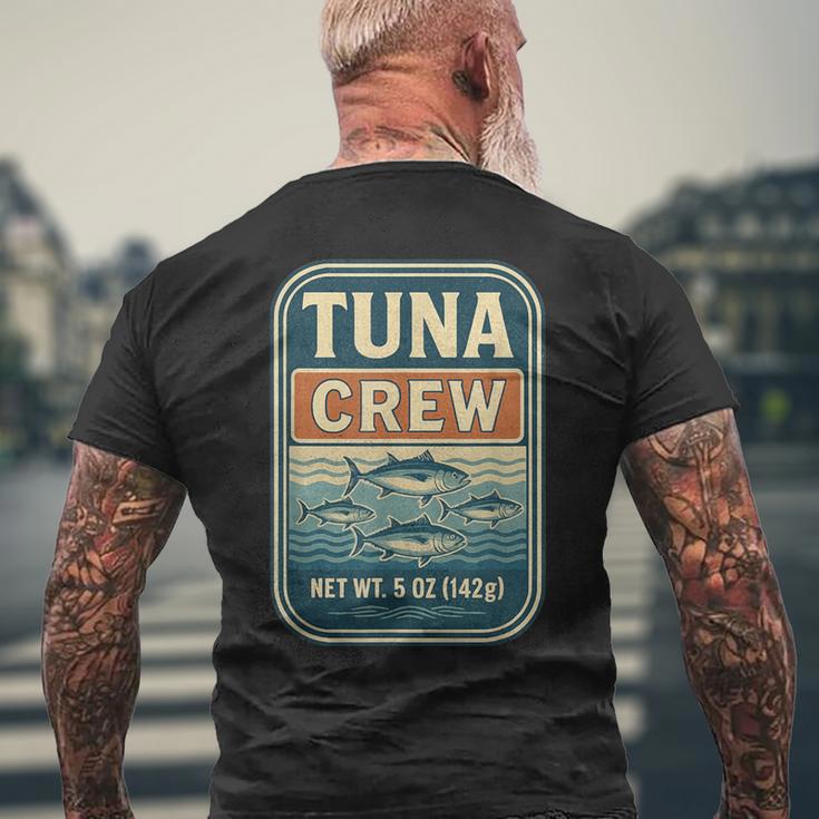 マグロクルーレトロフィッシングシーフードユーモアデザイン メンズTシャツ バックプリント 高齢者への贈り物