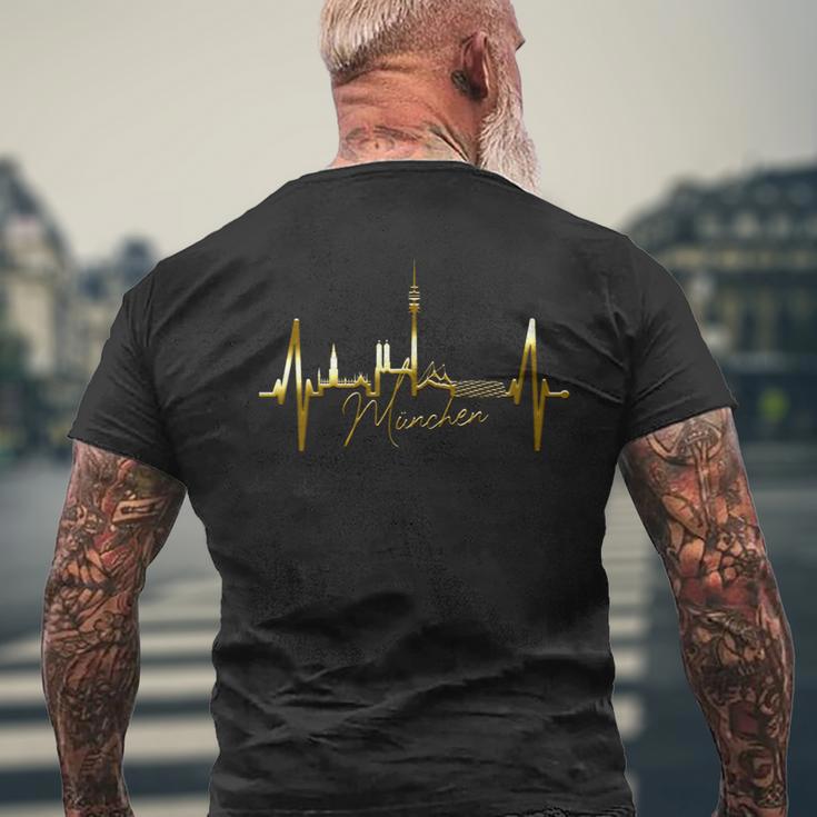 ミュンヘン・スカイライン ハートビート I Love Munich München メンズTシャツ バックプリント 高齢者への贈り物