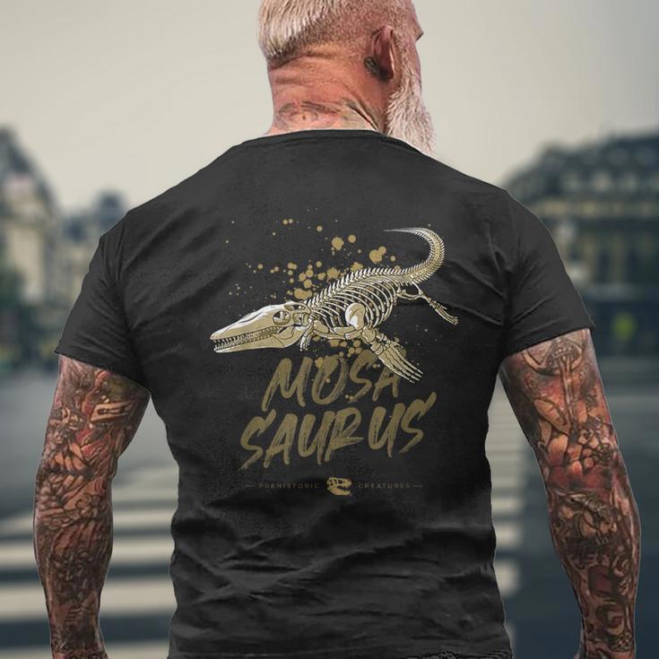 モササウルス スケルトン 古生物学者 化石 恐竜 恋人 メンズTシャツ バックプリント 高齢者への贈り物